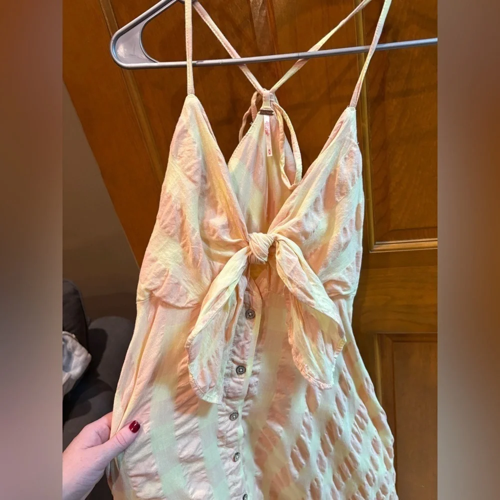 Free People Via Midi Dress Size Medium Creamsicle Combo Everly 100% Cotton